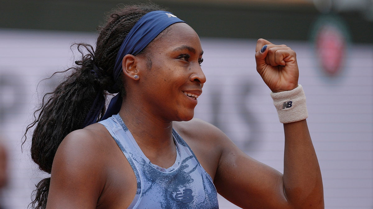 Coco Gauff celebrates