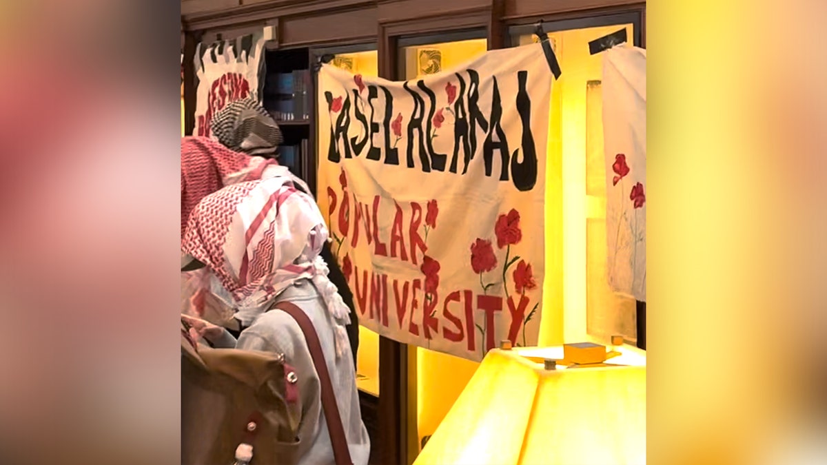 The anti -Semitic demonstrators occupy a building on the campus of Columbia University