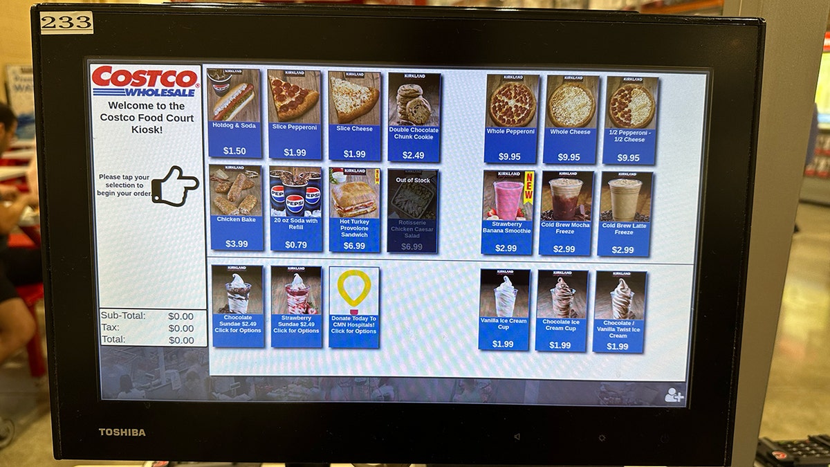 The Costco Court Staples booth appears like a pizza chip, chicken bread and soda 79 cents.