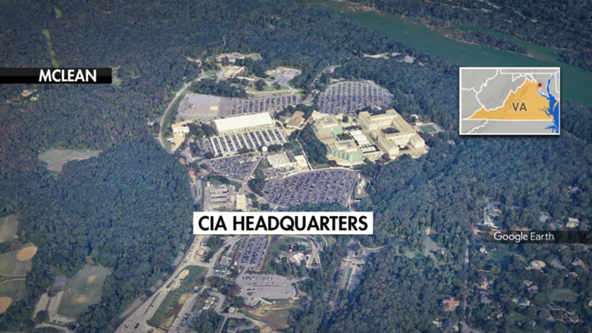 Map showing the area around the CIA's headquarters