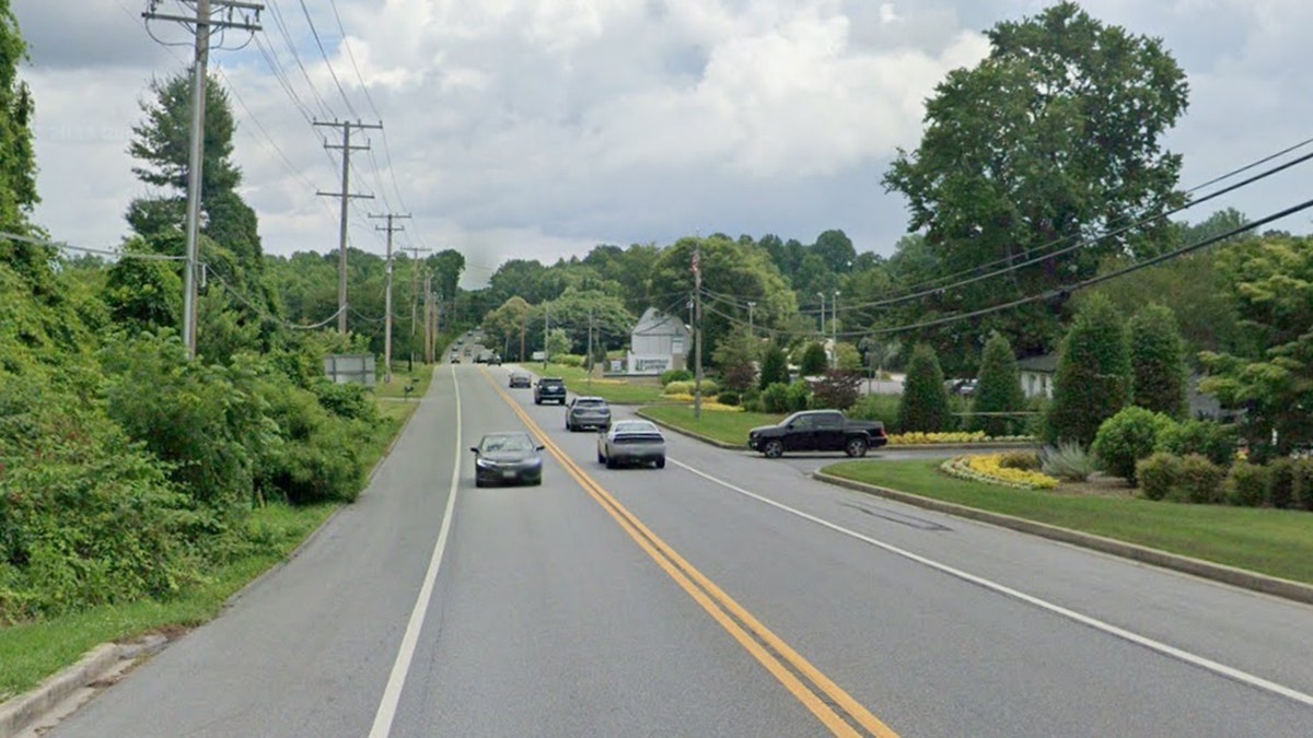 A two-lane street in Davidsonville, Maryland