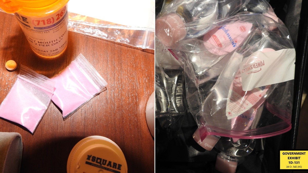 Evidence of baby oil and a pink powder substance recovered from Diddy's hotel room.