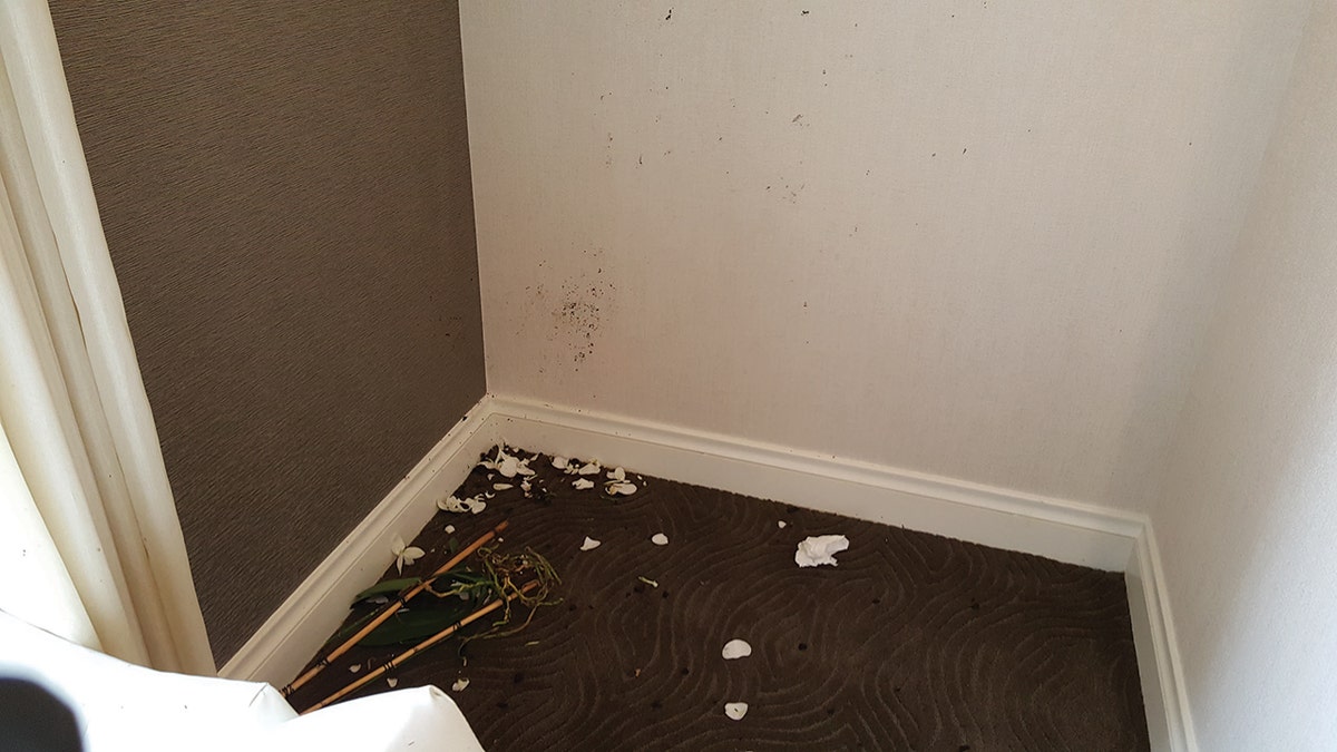 Glass in hotel room floor