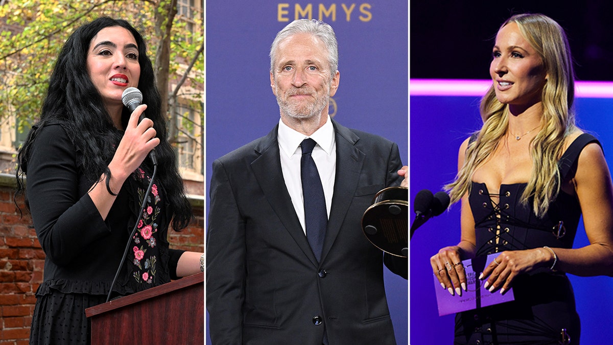 Gisele Fetterman, Jon Stewart, and Nikki Glaser
