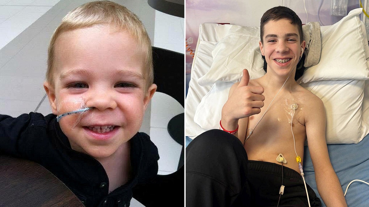 Finley Ranson, photographed as a young boy, left, and as a teenager, right, has a rare disease.