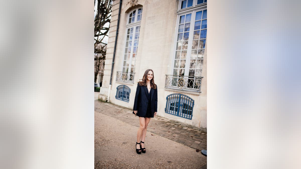 Natalie Portman on a street in Paris