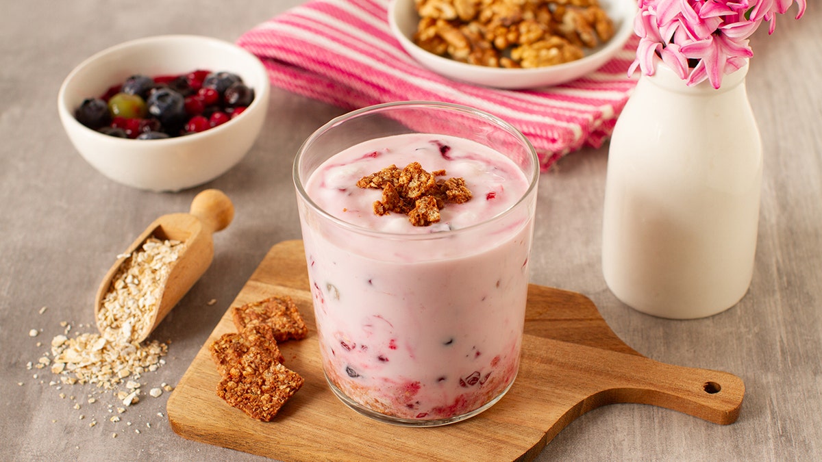 Yogurt sugar and berries