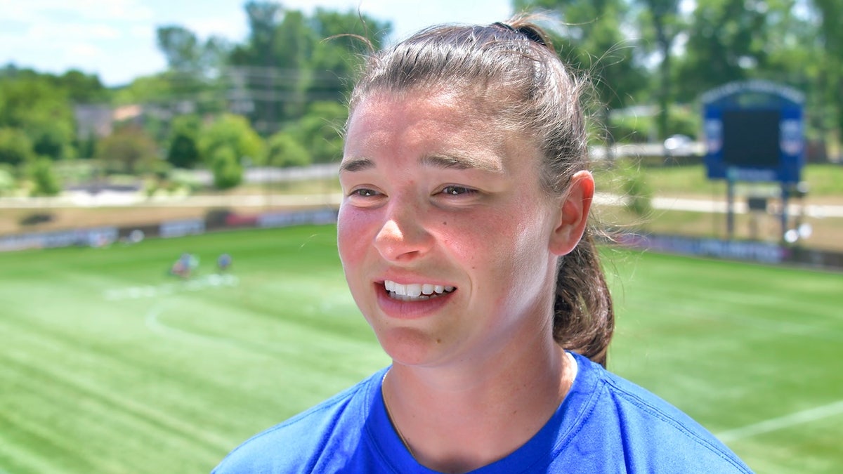 July 11, 2024: Charlotte North, who was the NCAA Division 1 leader in goals in a single season at Boston College, discusses the upcoming Athletes Unlimited professional women’s lacrosse season at their headquarters in Sparks.