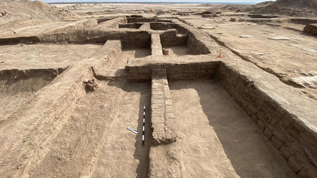Archaeologists found sophisticated Ptolemaic and Roman era fortifications, once protected Egypt Wide shot of building at excavation site