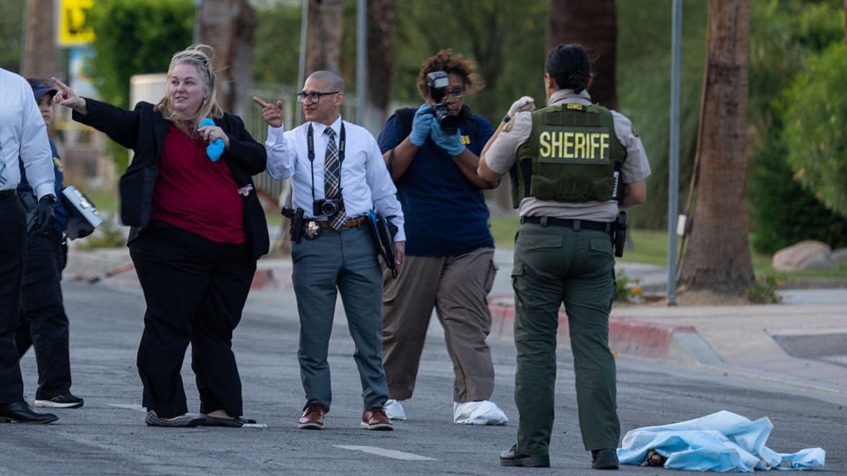Palm Springs bombing investigators work at the scene