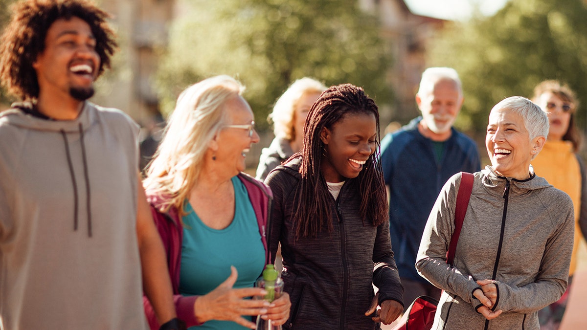 Smiling radical of radical walking unneurotic outdoors. A survey shows that tackling proceeding nonaccomplishment tin beryllium a measurement successful the close absorption to combat elder loneliness