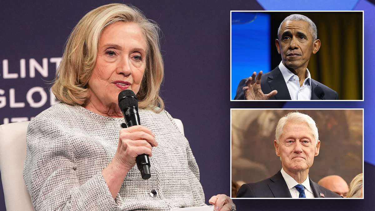 Photos of Hillary Clinton, Bill Clinton, and Barack Obama
