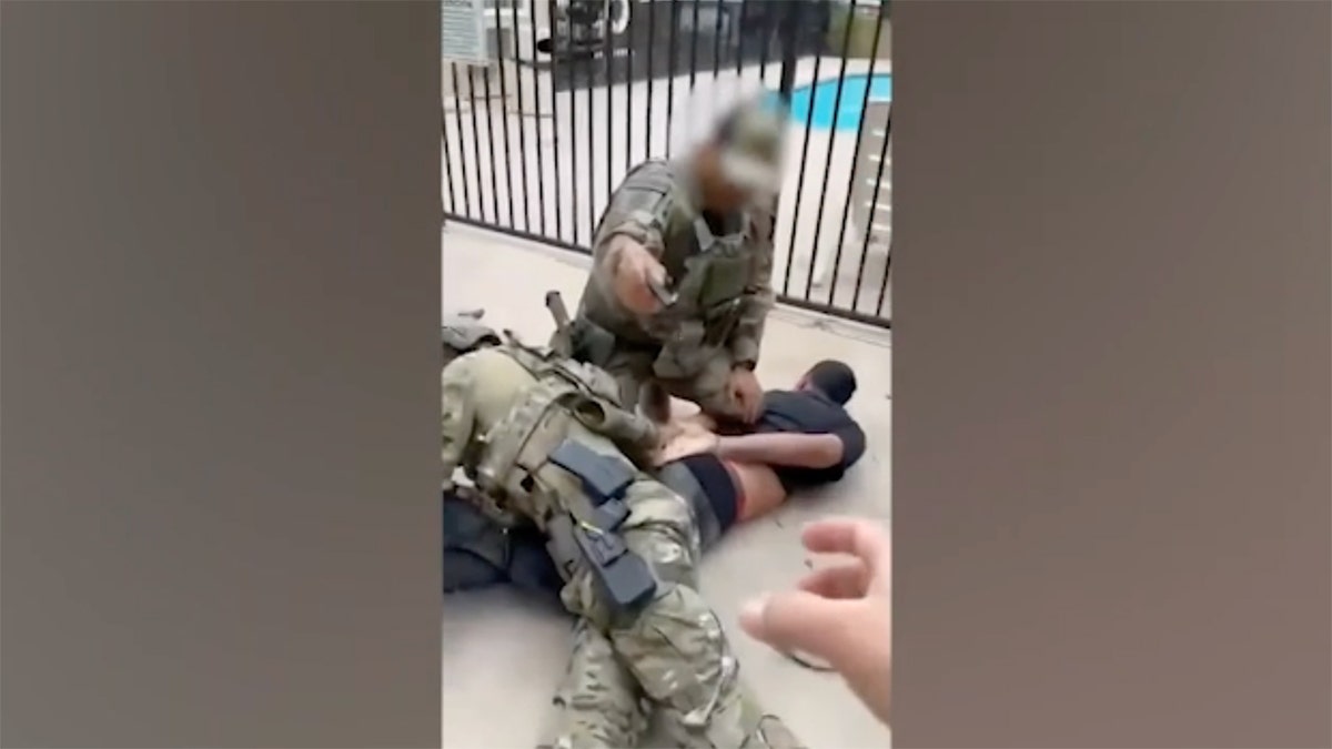 Illegal alien being subdued by ICE agents in San Diego