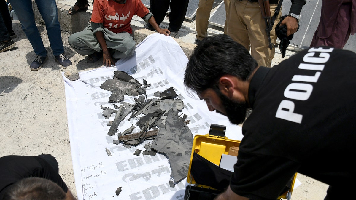 Remnants inspected after Indian drone strike on Pakistan