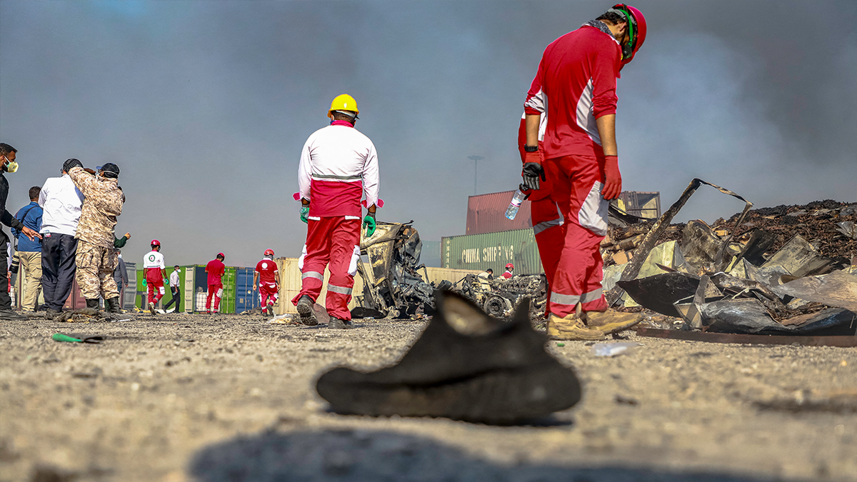 Shoe left after Iran port explosion