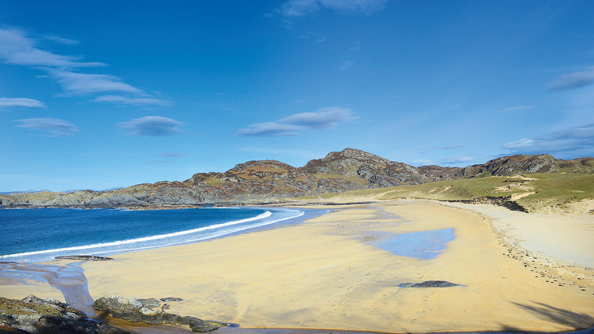 view of Kiloran Bay located in the Scottish Island of Colonsay. The owner of Colonsay Smokery, a business that sells smoked salmon, is giving it away for free to a young family looking to move to the area - to help protect the community's future. Richard Irvine, 65, founded the Colonsay Smokery just under three years ago.
