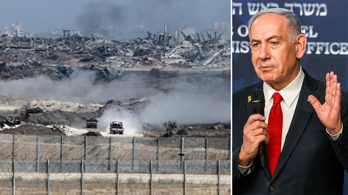 Gaza Strip and Netanyahu side-by-side