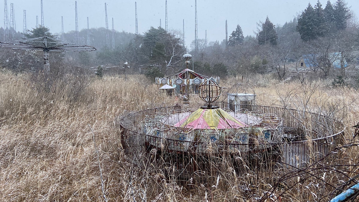 The abandoned Kejonuma Leisure Land, Japan. Photo released May 16 2025. These images capture the haunting remains of two abandoned Japanese theme parks - including a derelict colonial American town with hotels, churches and restaurants.Lukka Bradburn, 28, gained access to the sites while exploring the Fukushima Red Zone - ghost towns left behind after the nuclear disaster in 2011. Pictures of the Western Village theme park near Nikkō, Tochigi, show a vast, empty landscape reminiscent of 1800s America. Opened in 1973, it was inspired by classic American and Italian Western movies but closed in 2007 because of competition from Tokyo Disneyland.