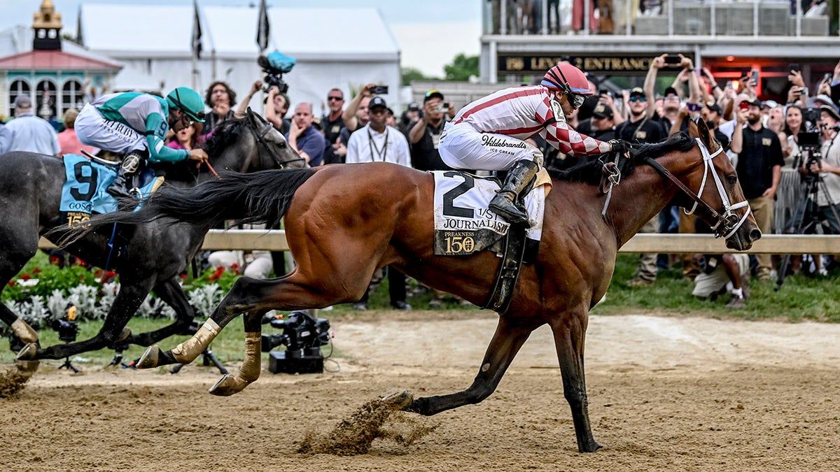 Journalism beats Gosger to win Preakness Stakes