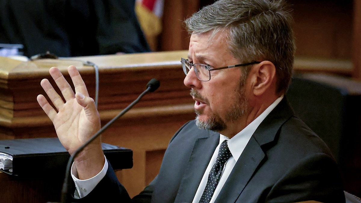 Dr. Judson Welcher testifies in court during the Karen Read retrial.