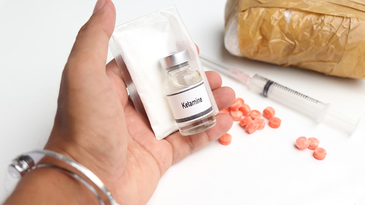 Ketamine in a vial, narcotics are dangerous to health or brain nervous system: used for piece about ketamine therapy