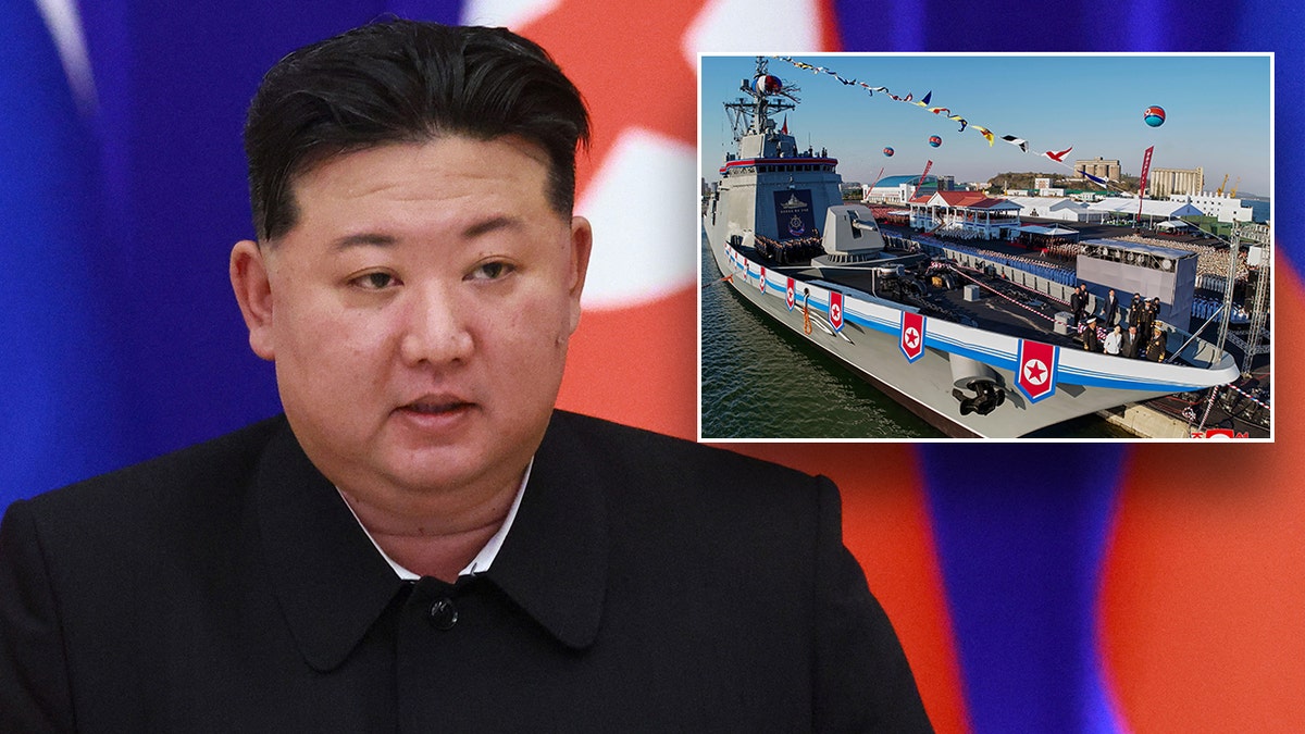 North Korean leader Kim Jong Un and a destroyer