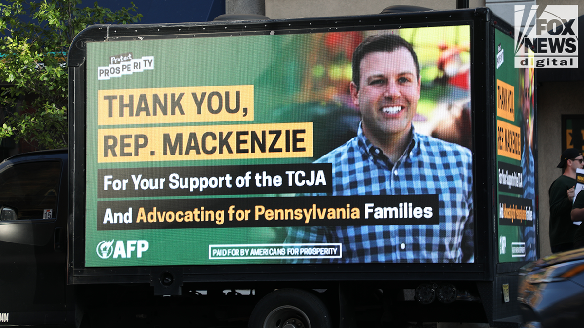 Americans for Prosperity protested outside Rep. Ro Khanna's town hall in Allentown, Pennsylvania, on Saturday.