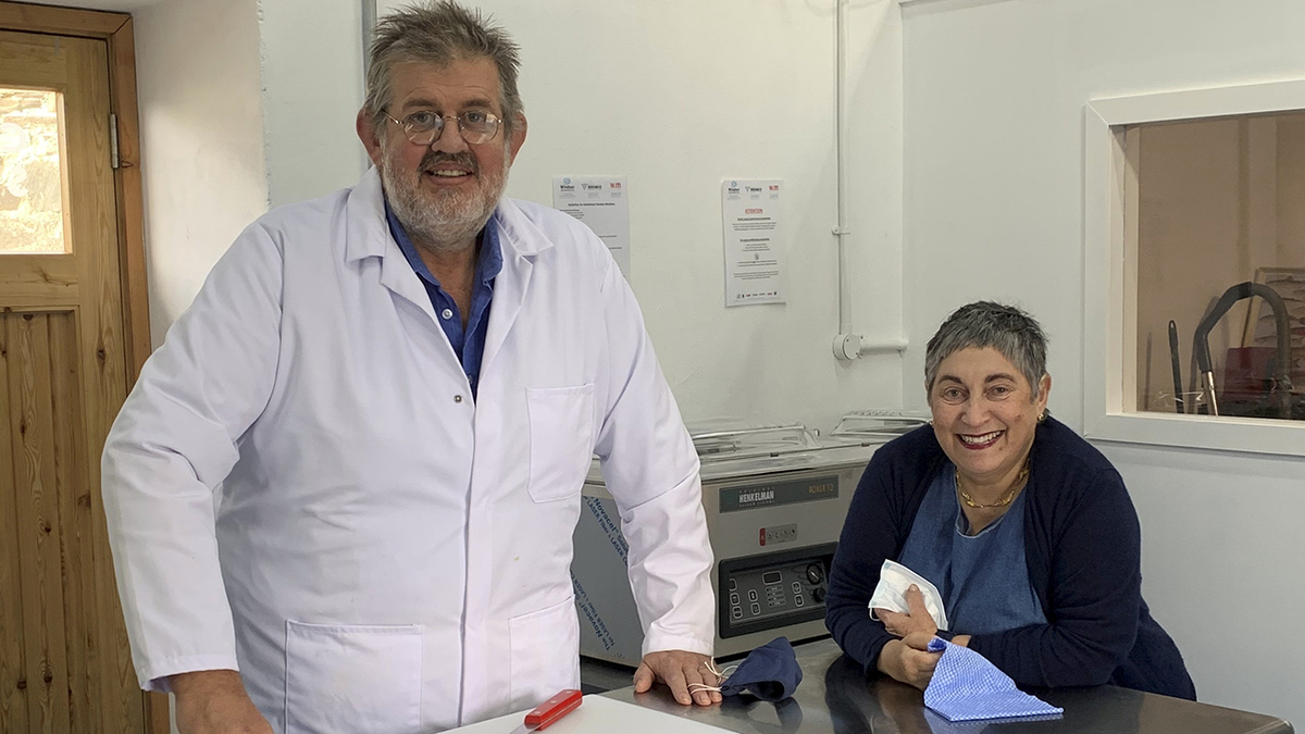 Richard Irivine of Colonsay Smokery, stands next to his wife