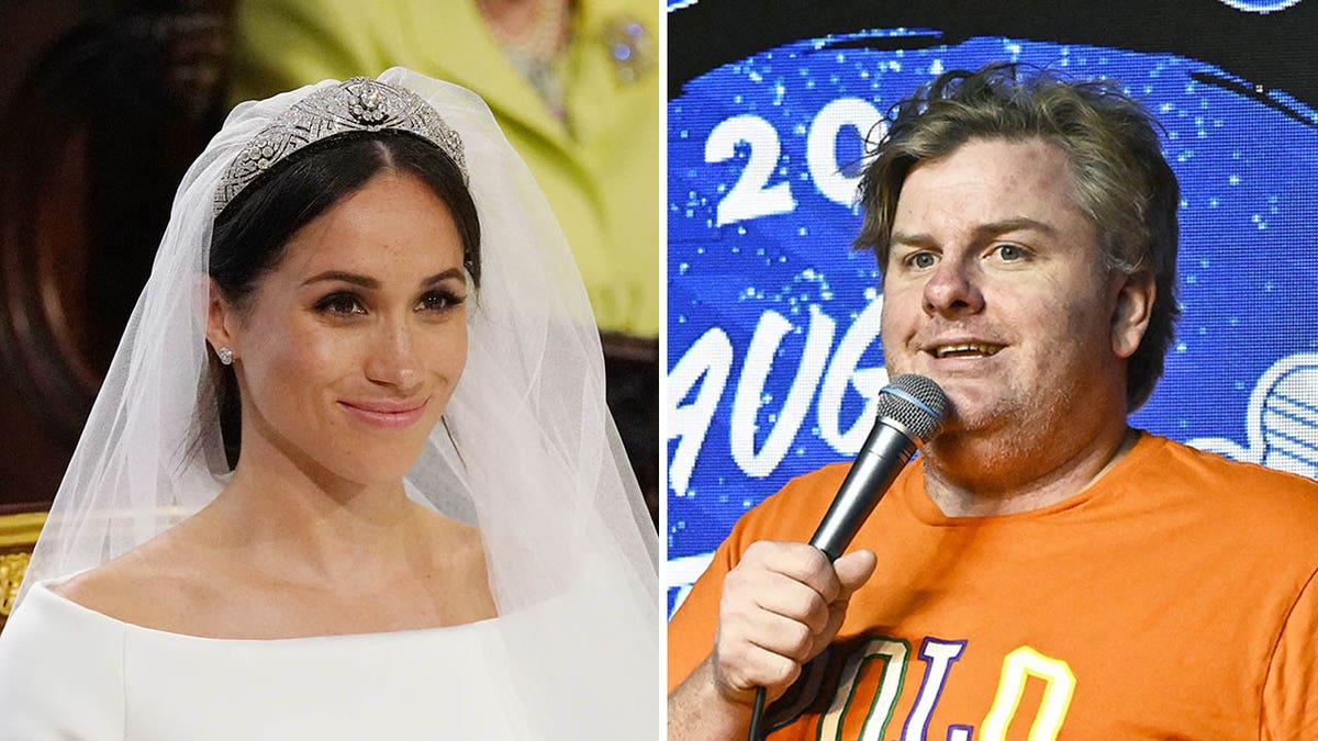 meghan markle at royal wedding/tim dillon doing stand uo