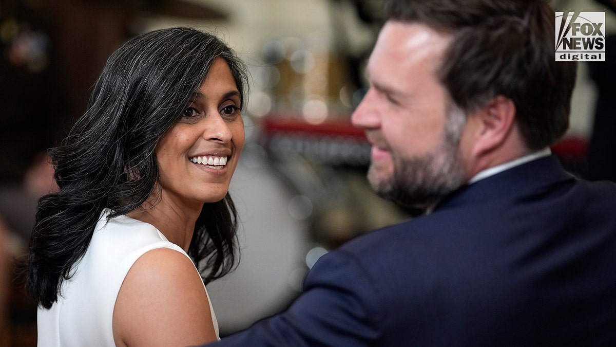 JD Vance and Usha Vance attend an event for military moms in the White House hosted by First lady Melania Trump
