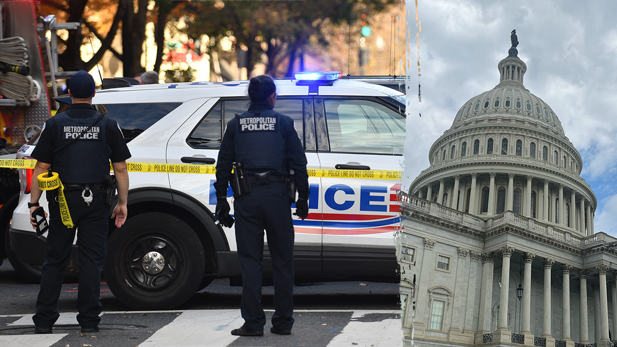 The Metropolitan Police Department, left, and nan U.S. Capitol, right