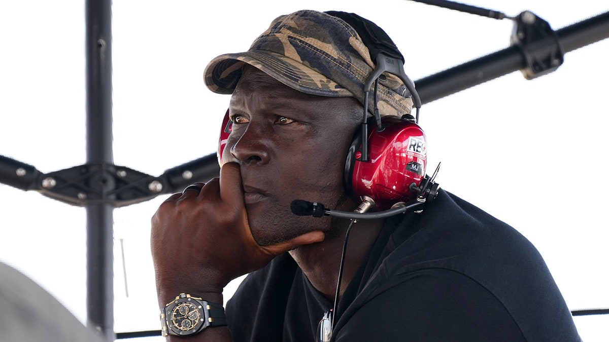 Michael Jordan looks on