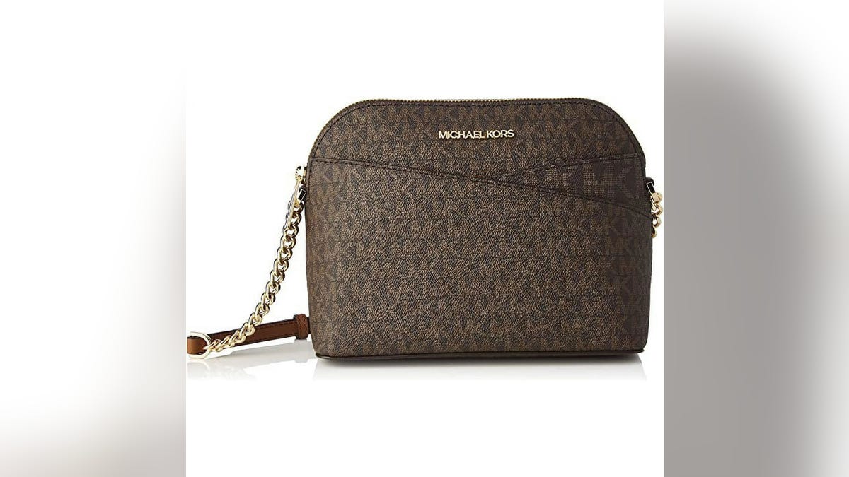 This crossbody purse is made of leather.
