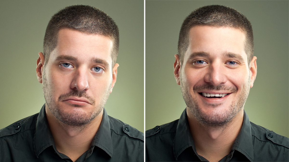 man happy and sad split
