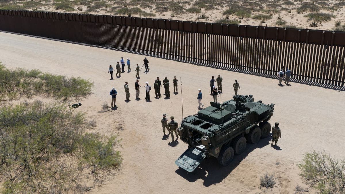 U.S. soldiers take measures at the Mexican border