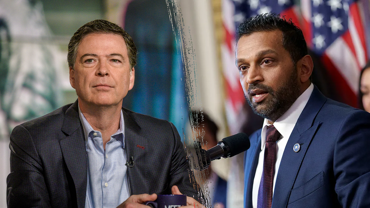 Former FBI Director James Comey, left, and current FBI Director Kash Patel.
