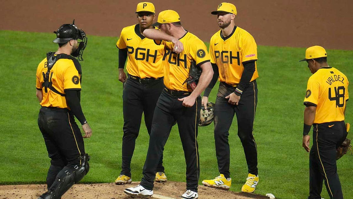 Caleb Ferguson leaves the mound