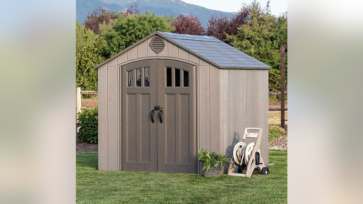 A durable shed made of UV- and weather-resistant materials. 