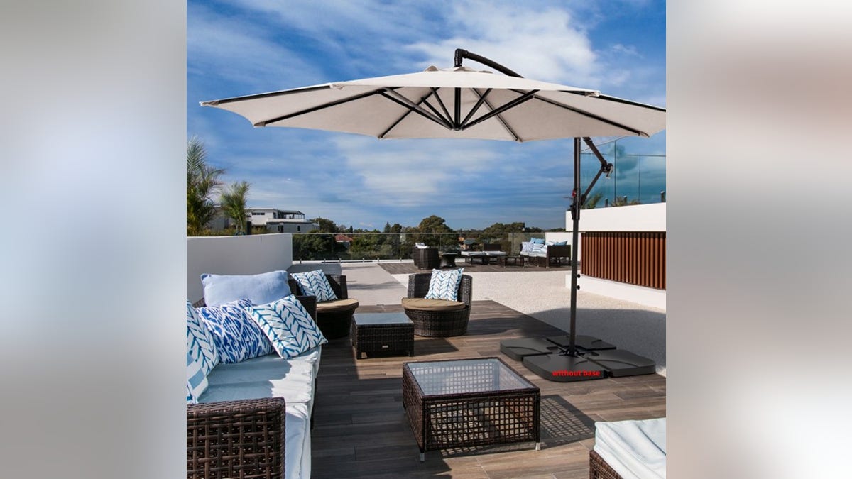 Protect yourself from the sun with a giant patio umbrella. 