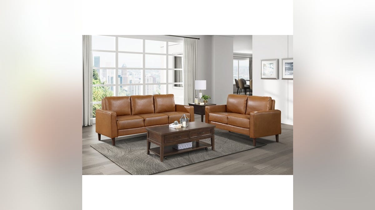 Make sure your living room matches with this faux leather furniture set. 