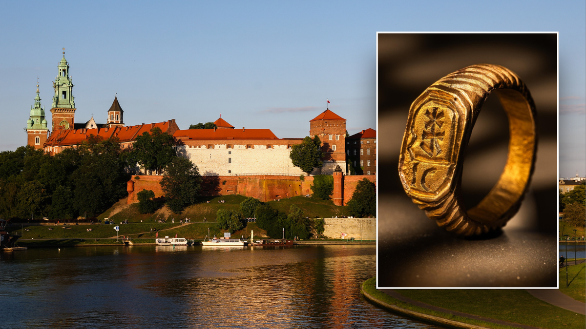 Split image of Krakow castle and Wawel Royal Castle