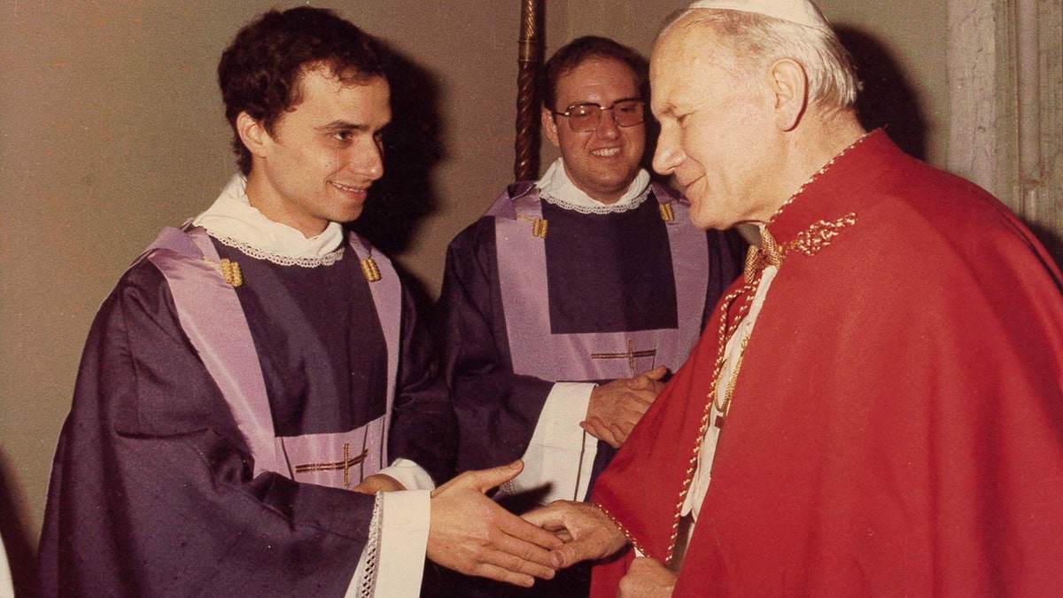 Pope John Paul II meets the future Pope Leo XIV