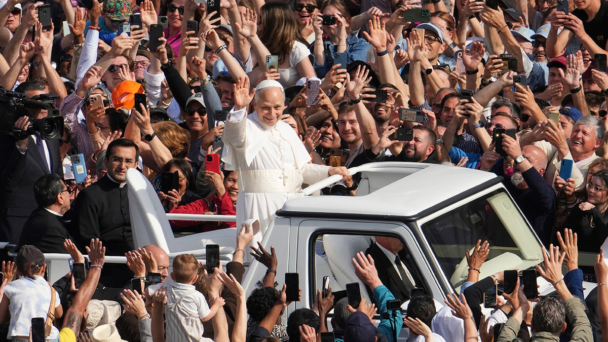 Pope Leo XiV in popemobile