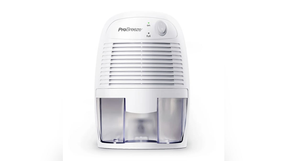 This Pro Breeze Mini Portable Dehumidifier is compact and portable.