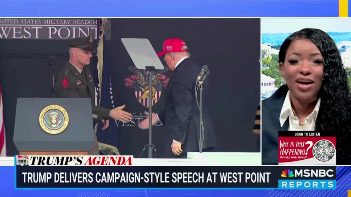 Jasmine Crockett discussing Trump's West Point speech