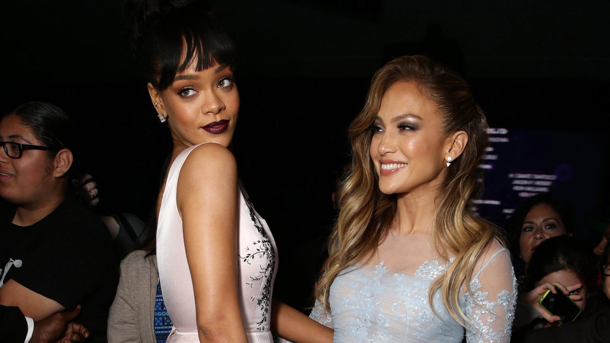  Rihanna and Jennifer Lopez and Emme Maribel Muniz seen at the Twentieth Century Fox and DreamWorks Animation Los Angeles Premiere of "Home" held at the Regency Village Theatre on Sunday, March 22, 2015