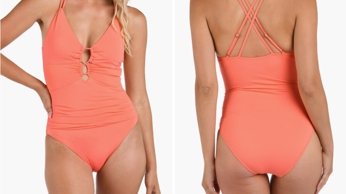 The La Blanca Lace-Up Underwire one-piece swimsuit at Nordstrom features a keyhole detail at the front.