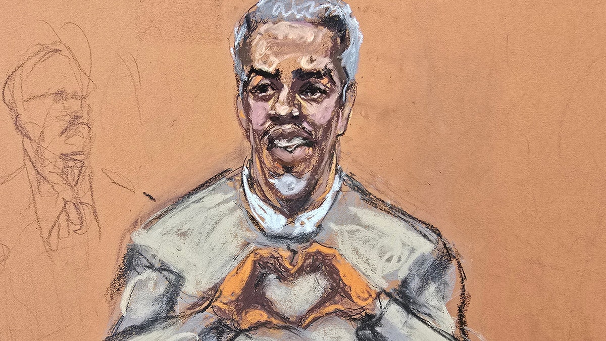 A sketch from inside the courtroom during Sean "Diddy" Combs' trial.
