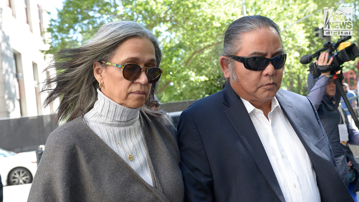 The parents of Cassie Ventura outside the courthouse during the P. Diddy trial.
