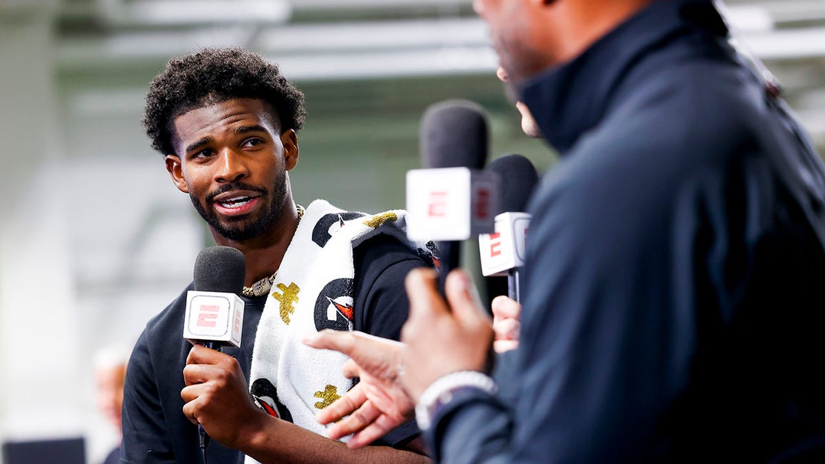Shedeur Sanders speaks with media
